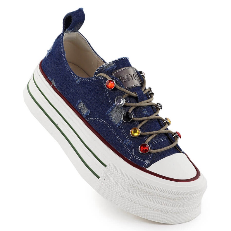 Denim -Turnschuhe auf der Blue Goe RR2N4103 -Plattform blau