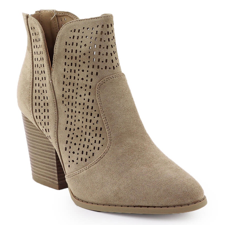 S.Barski Frauen-Wildlederschuhe auf dem Openwork Post S. Barski Hy51-060 beige