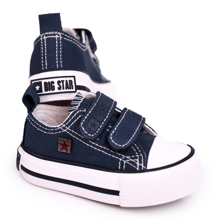 Niedrige Kinder Sneaker mit Klettverschluss Big Star HH374201 Marineblau