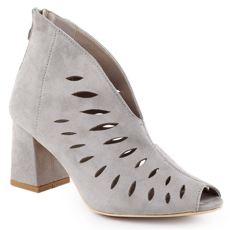 Frauen Wildleder Open Grey Potocki 20318 Frauen Openwork -Stiefel grau