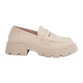 Damen-Mokassins aus Öko-Leder, Hellbeige