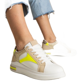 Weiße Frauen -Turnschuhe mit Glitzer und Leoparden