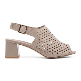 Goodin Beige Openwork Wildleder High Heels Sandalen
