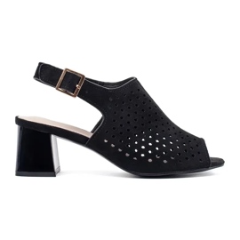 Goodin Schwarze offene Wildleder -High Heels Sandalen