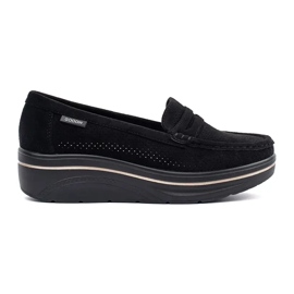 Goodin Schwarze Slipper auf einer dicken Sohle