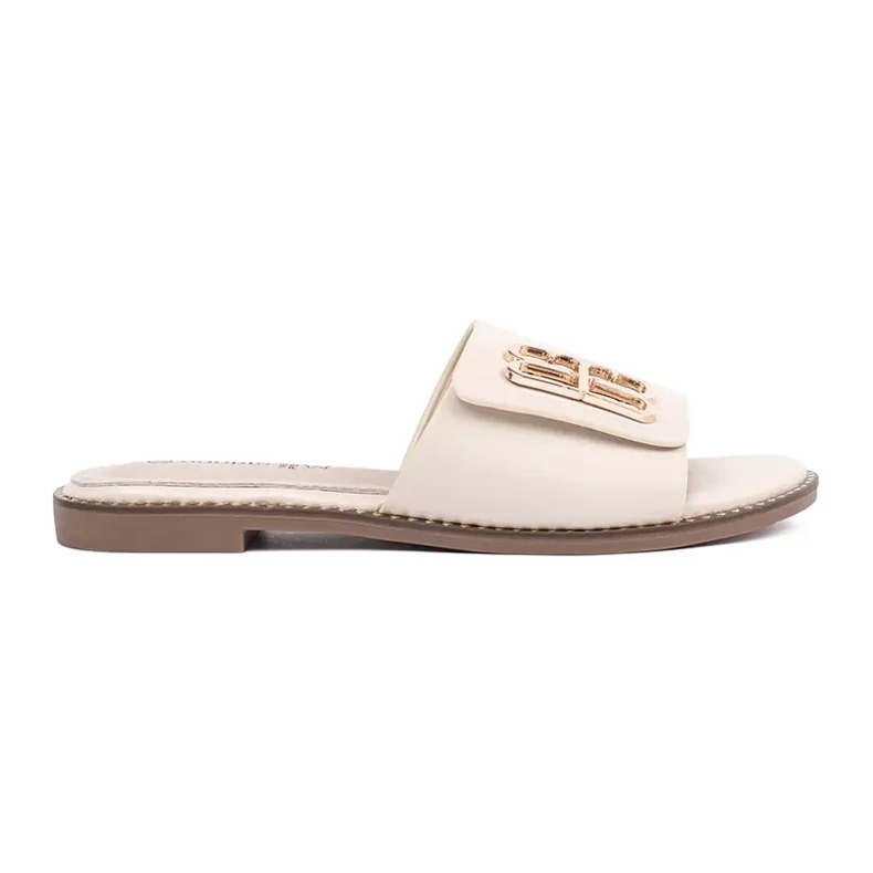 Goodin Light -Be -Frauen -Klappen auf einer flachen Sohle mit einer Verzierung beige