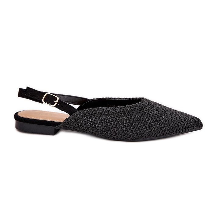Ballerinas mit Geflecht und spitzen Zehen schwarz