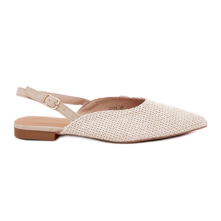 Ballerinas mit Geflecht und spitzen Zehen Beige