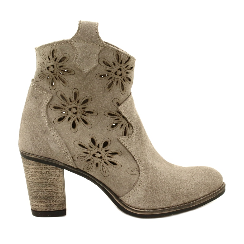 Olivier Openwork Frauenlederstiefel hellgrau Beige