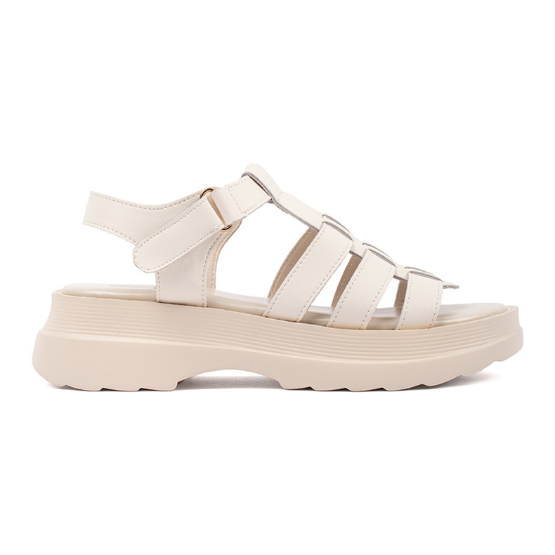 Goodin Beige Sandalen auf der Lederplattform