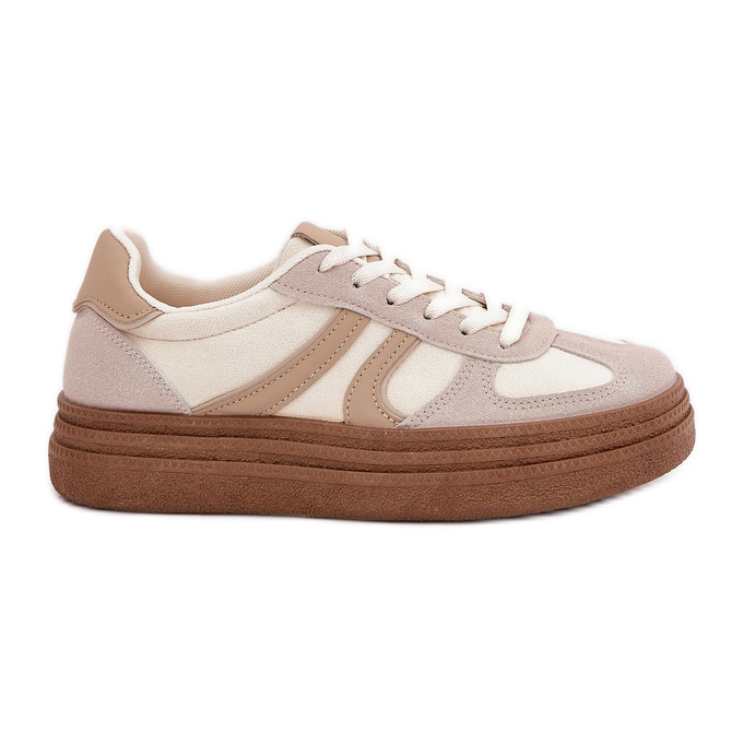 Frauen -Sneaker auf der Plattform dunkler Beige