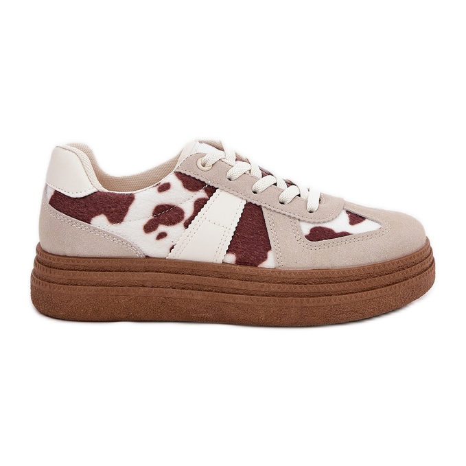 Frauen -Sneaker auf der Plattform in beige Patches
