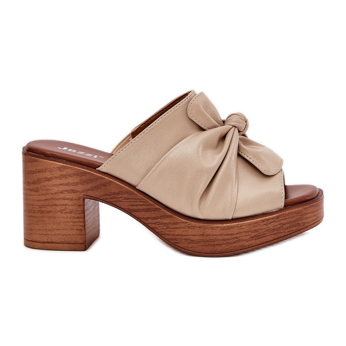 Damenflip Flops auf dem Eco -Leder -Post Beige