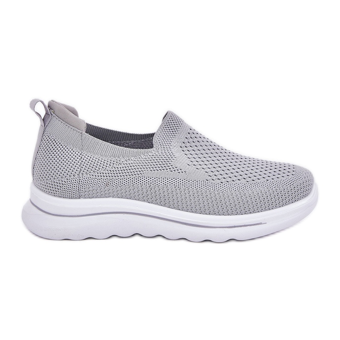 Das graue Frauen aus rutschten Material -Sneakers aus