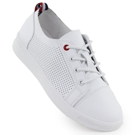 Sportschuhe Sneaker mit Öko -Leder Openwork White Potocki Py1633 weiß