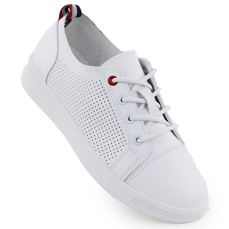 Sportschuhe Sneaker mit Öko -Leder Openwork White Potocki Py1633 weiß