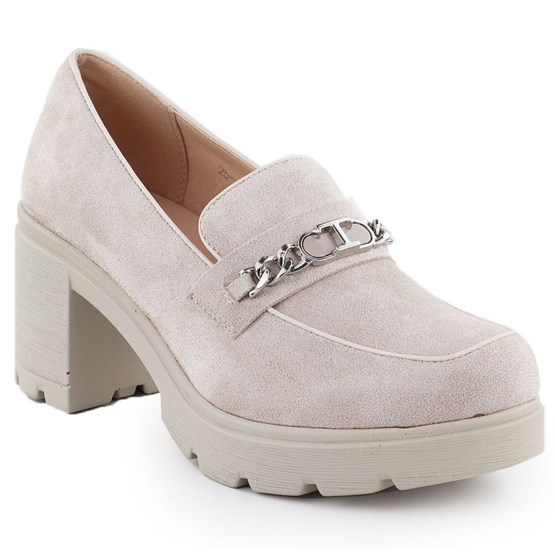 Frauenschuhe mit Wildleder -Beige Potocki SZ12629 mit einer Kette