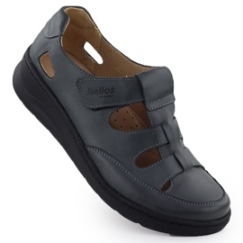 Damen -Lederschuhe auf dem Helios 437 Graphit Klettverschluss grau