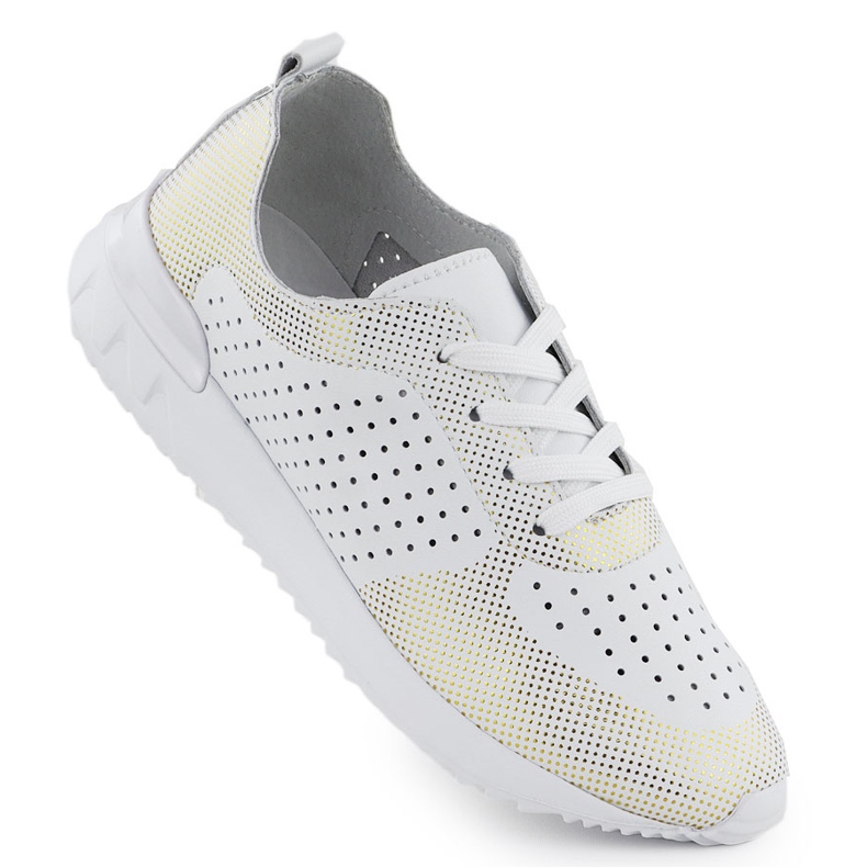 Białe Artiker 56C1036 Openwork Leder Sportschuhe weiß
