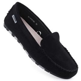 Moccasins Damen Wildlederschuhe Black Potocki WL09301 schwarz
