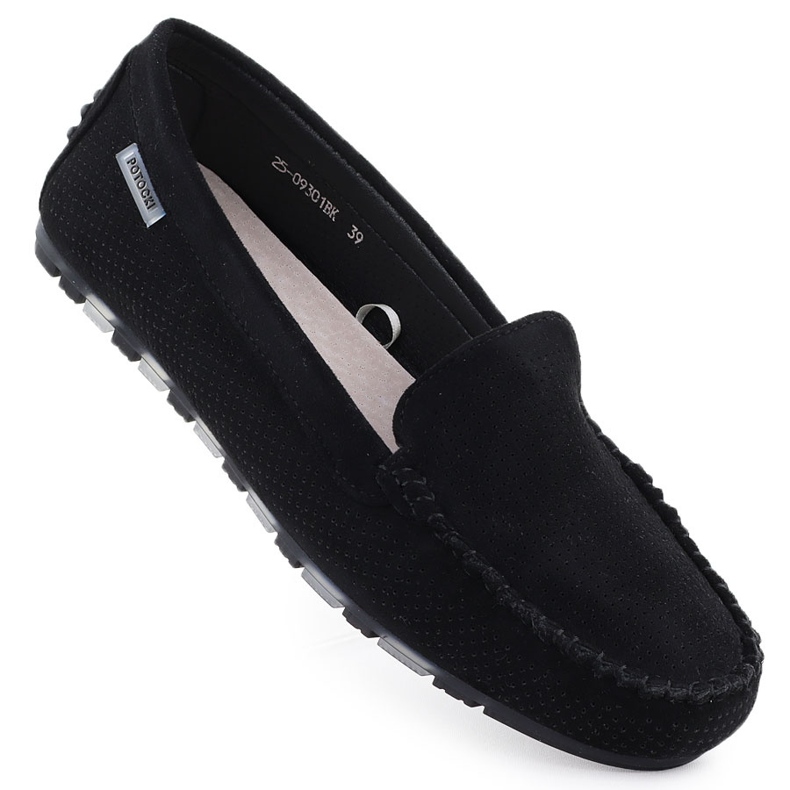 Moccasins Damen Wildlederschuhe Black Potocki WL09301 schwarz