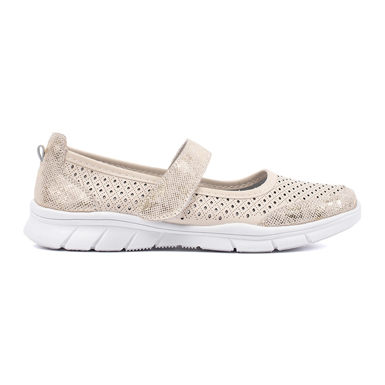 Goodin Beige Openwork Leder Sport Ballerinas