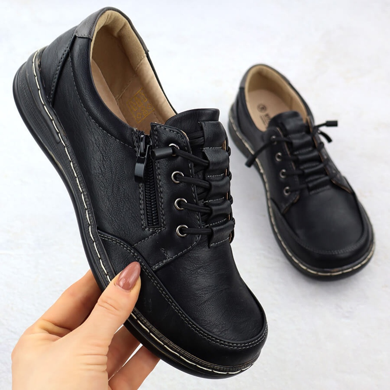 Frauenschuhe bequem schwarze Unisoft 9018