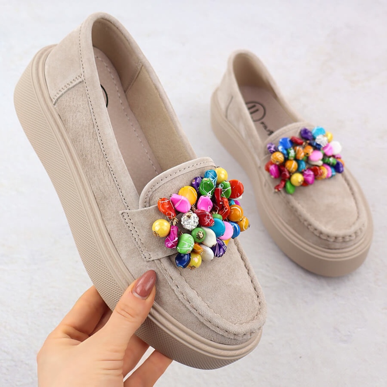 Lederbader auf der Plattform mit Beige beige Filippo DP6765