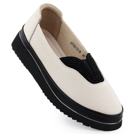 Frauen Lederschuhe Filippo perforiert Beige