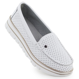 Openwork Leder -Slipper auf der White Filippo DP7006 -Plattform weiß