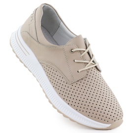 Damen Lederschuhe Openwork Beige Filippo DP6022