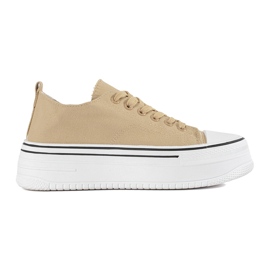 Beige Damen-Sneaker mit dicker Sohle