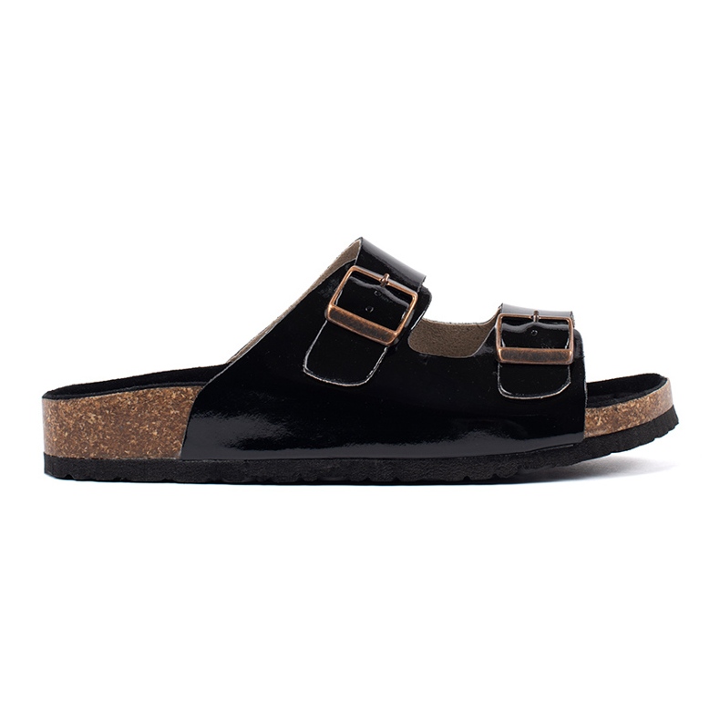 Goodin Schwarze Flip Flops auf einer flachen Sohle