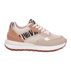 Frauen Sportschuhe auf der Plattform Zebra Beige