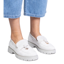 Graue elegante Slipper aus Ecozamz mit Dekoration