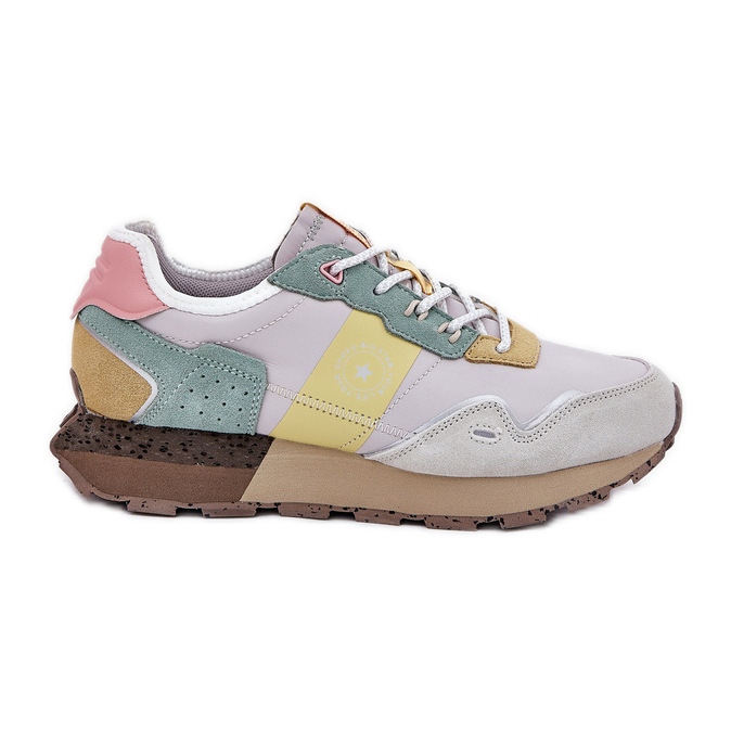 Frauen Wildleder-Sneaker Big Star RR274244 Hi-polisch grau-gelbes System