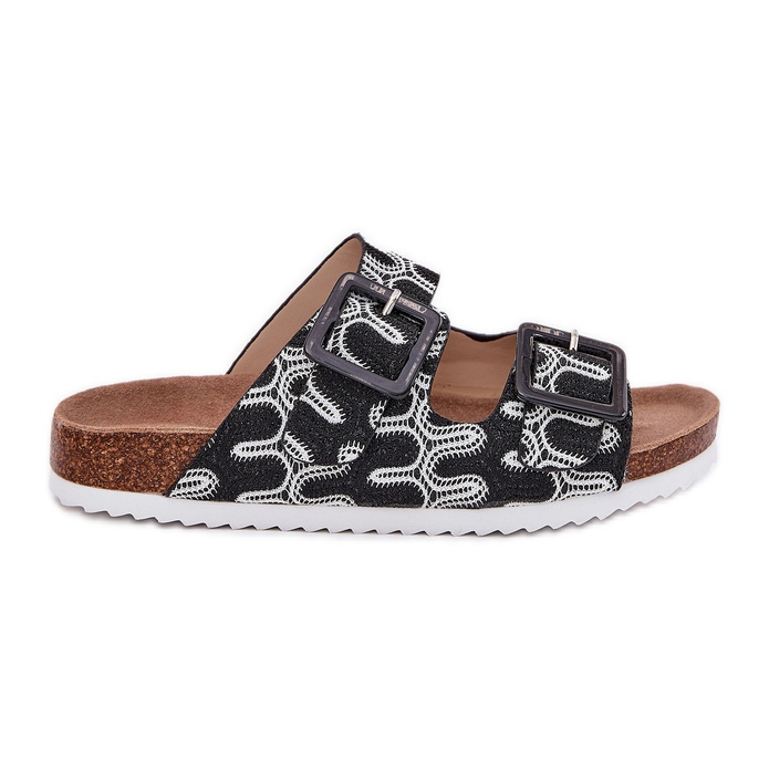 S.Barski Damenflip Flops mit Schnallen und Glitzer S. Barski RB51-006 Schwarz