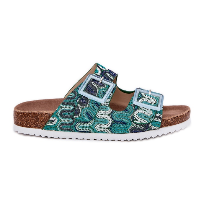 Damenflip Flops mit Schnallen und Glitzer S.Barski RB51-006 Grün