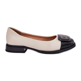 S.Barski Leder-Ballerinas mit Dekoration D &amp; A MK51-059 Beige