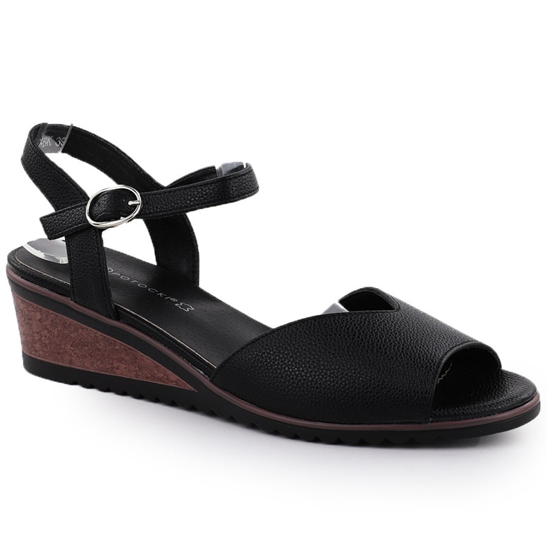 Frauensandalen auf Keilen Black Potocki 12624 schwarz