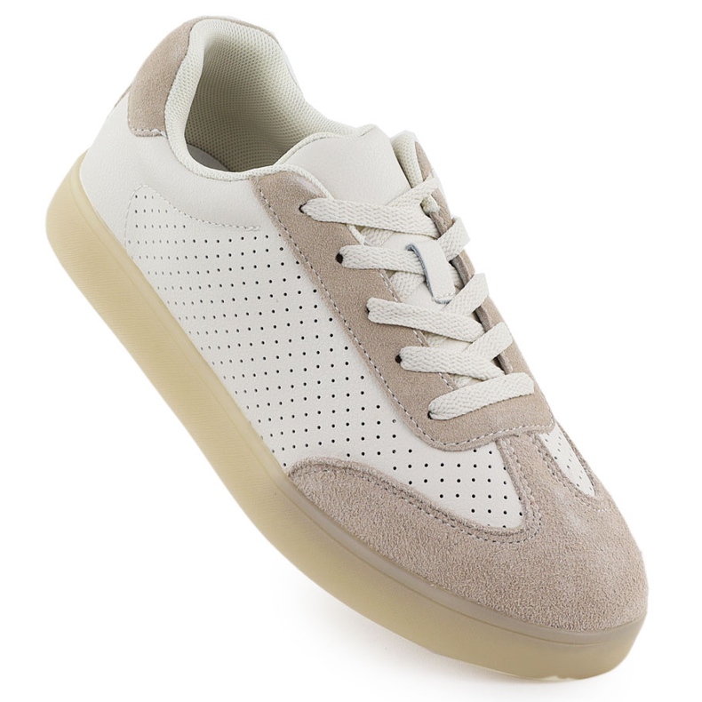 Damen-Leder-Sportschuhe bei Beige Sergio Leone SP-118 perfoliert