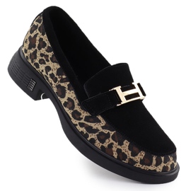 Lordy Leder Leopard Schuhe Lords Black Vinceza 66791 schwarz