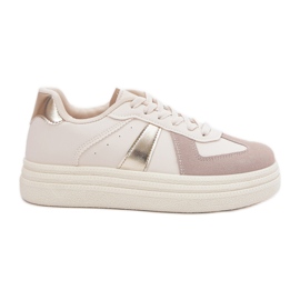 Öko -Leder -Frauen -Sneaker auf der Plattform Beige