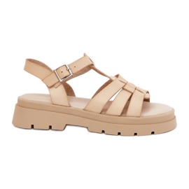 Öko -Leder -Frauen Sandalen auf der Plattform Beige