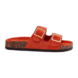 Damenflip Flops mit Klemmen auf einer Korkenorange -Sohle