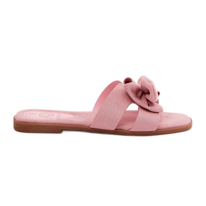 Flat -Frauen -Flip -Flops mit einem rosa Bogen