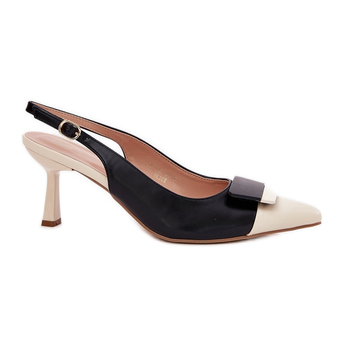 Elegante High Heels mit Dekoration Eco Schwarzes Leder