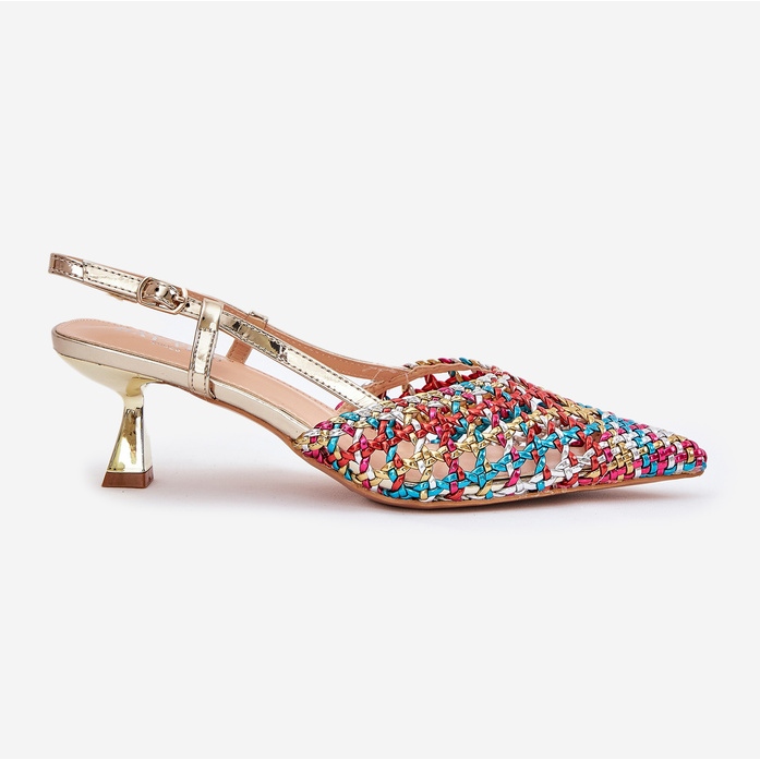 High Heels mit einem spitzen Zeh und einer offenen mehrfarbigen Ferse