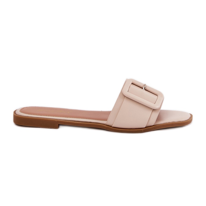 Flache Öko -Leder -Frauenzusammenfassungen mit beige Schnalle