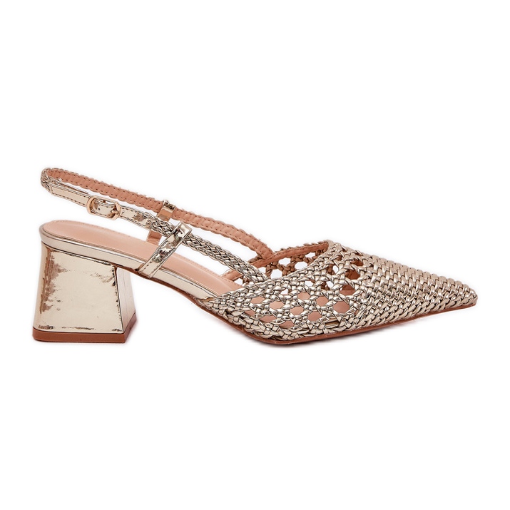 Ballerinas mit flachem Geflecht golden